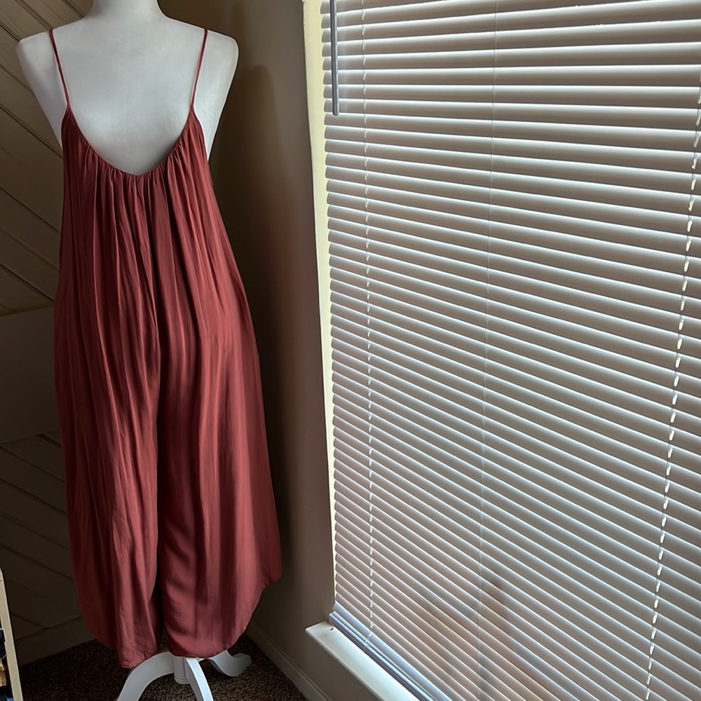 Silence and Noise terra cotta pull-on, lined, rayon romper, easy for summer